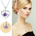 thumbnail image 3 of Latrodar Ladies Eternal Crystal Clavicle Heart Pendant Necklace Purple, 3 of 4