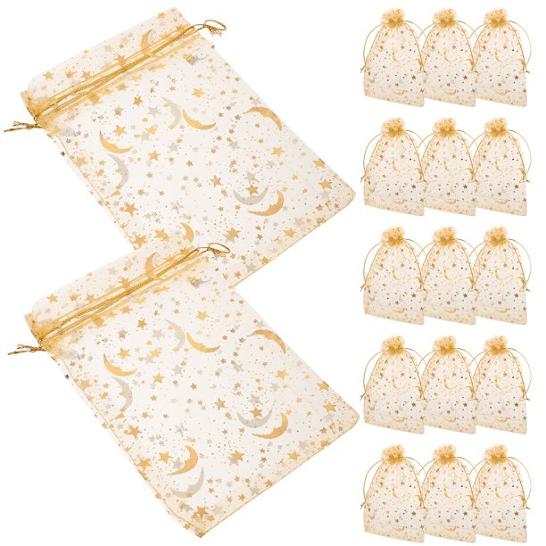 Houderco 100Ud Bolsas De Malla Doradas Para Organización De Cosmeticos Regalos Y Souvenirs En Eventos