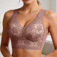 thumbnail image 4 of Huowey Womens Bras Floral Lace Trim Seamless Gathering Full Coverage Lace Bralettes Athletic Yoga Comfy Deep V Triangle Cami Lingerie Tshirt Everyday Bras,Coffee,XXXXXL, 4 of 7