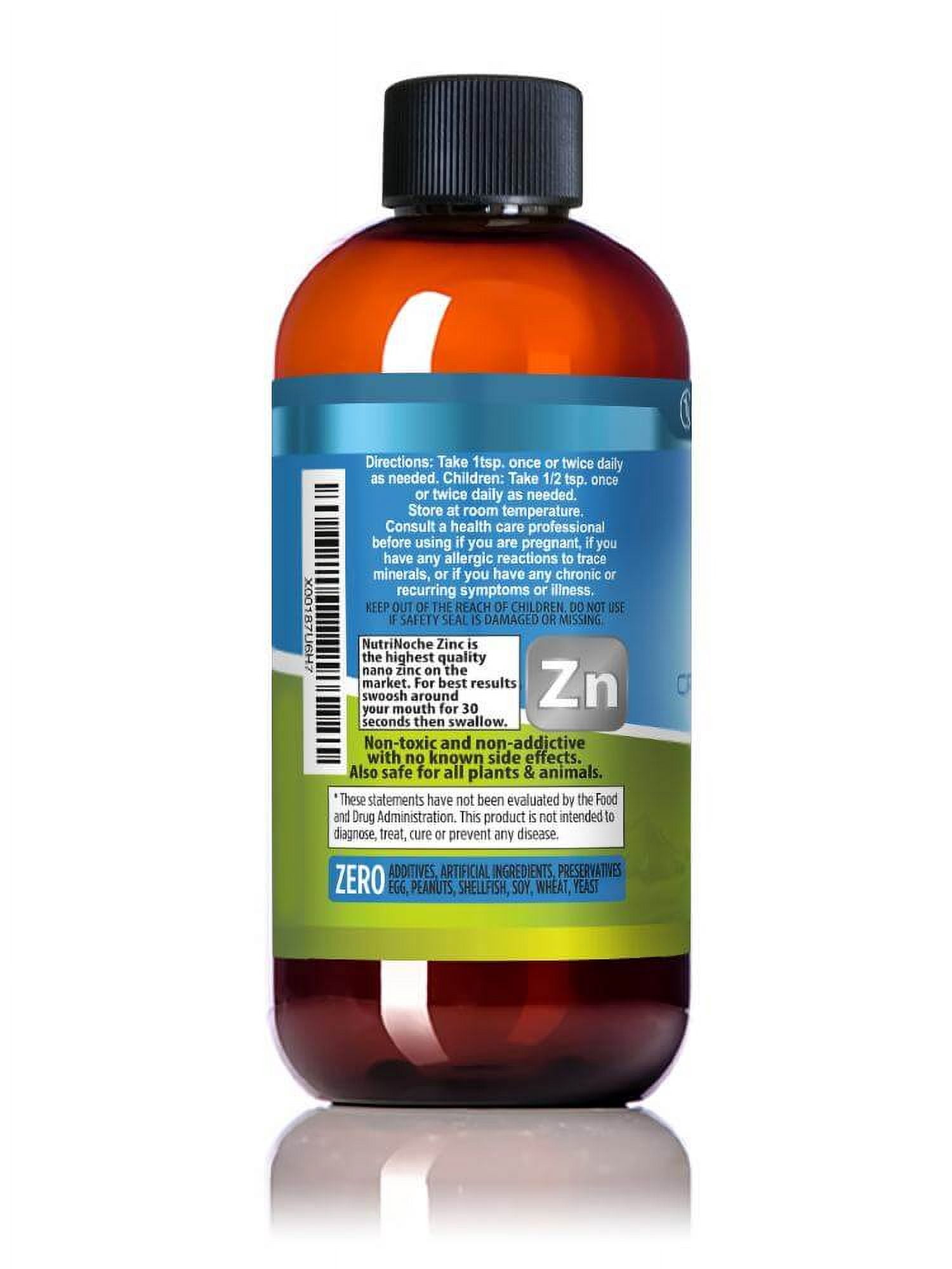 NutriNoche Liquid Zinc 99.99% Ultra Pure Crystalline Nano Zinc Particles 8 Ounce