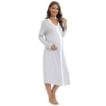 thumbnail image 3 of Women Button Down Breastfeeding Nightgown,Long Sleeve Round Neck Maternity Sleepshirt Pregnancy Loungewear Hospital Gown,Below Hip Nursing Sleep Dress Labor and Delivery Gown,Gray S-XXL, 3 of 9