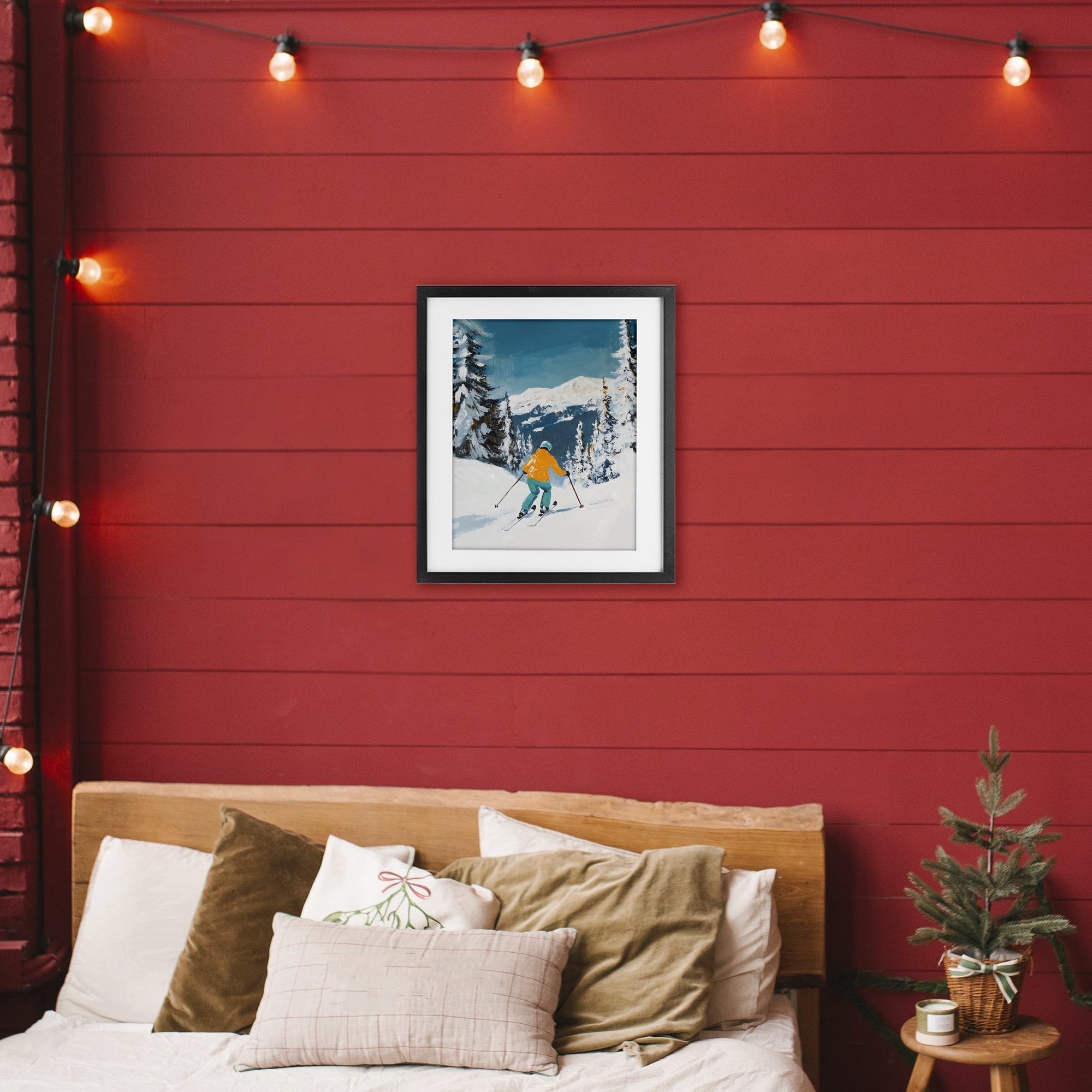 Stupell Industries Downhill Skier on Mountain Black Framed Print Under Glass, design by The Prints Vibe