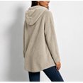 thumbnail image 3 of Fleece Hooded Jackets for Women Casual Warm Open-Front Sweater Cardigans with Pockets Solid Long Sleeve Outerwear (XL, Khaki), 3 of 6