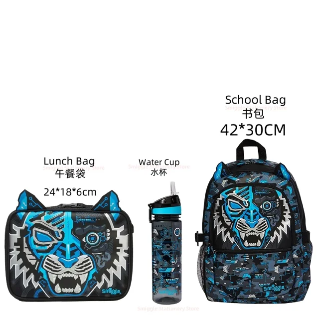 Australia Smiggle - Juego de 3 piezas de útiles escolares para niños, Marvel, Disney, mochila para estudiantes, taza de agua, bolsa para el almuerzo, mochila de anime, regalo