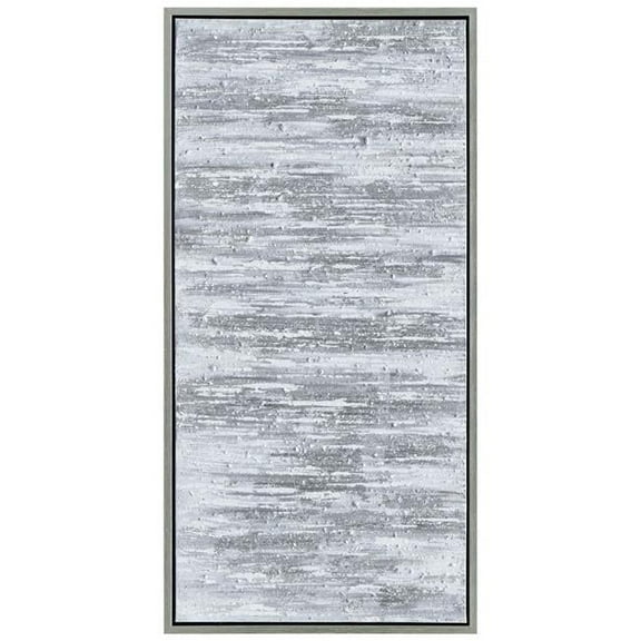 Silver Frequency Textured Hand Painted Canvas Wall Art with Silver Foil by Martin Edwards 24" x 48"