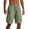 thumbnail image 2 of Beach Shorts for Men Summer Casual Elastic Waist Straight Leg Loose Fit Knee Length Cargo Shorts with Pockets, 2 of 6