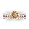 thumbnail image 2 of Clara Pucci 18K Rose Gold Round Cut 1Ct Simulated Champagne Engagement Ring + Matching Band - Luxury Box Included, 2 of 7