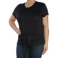 thumbnail image 3 of INC Womens White Tie Color Block Short Sleeve Jewel Neck T-Shirt XL, 3 of 4