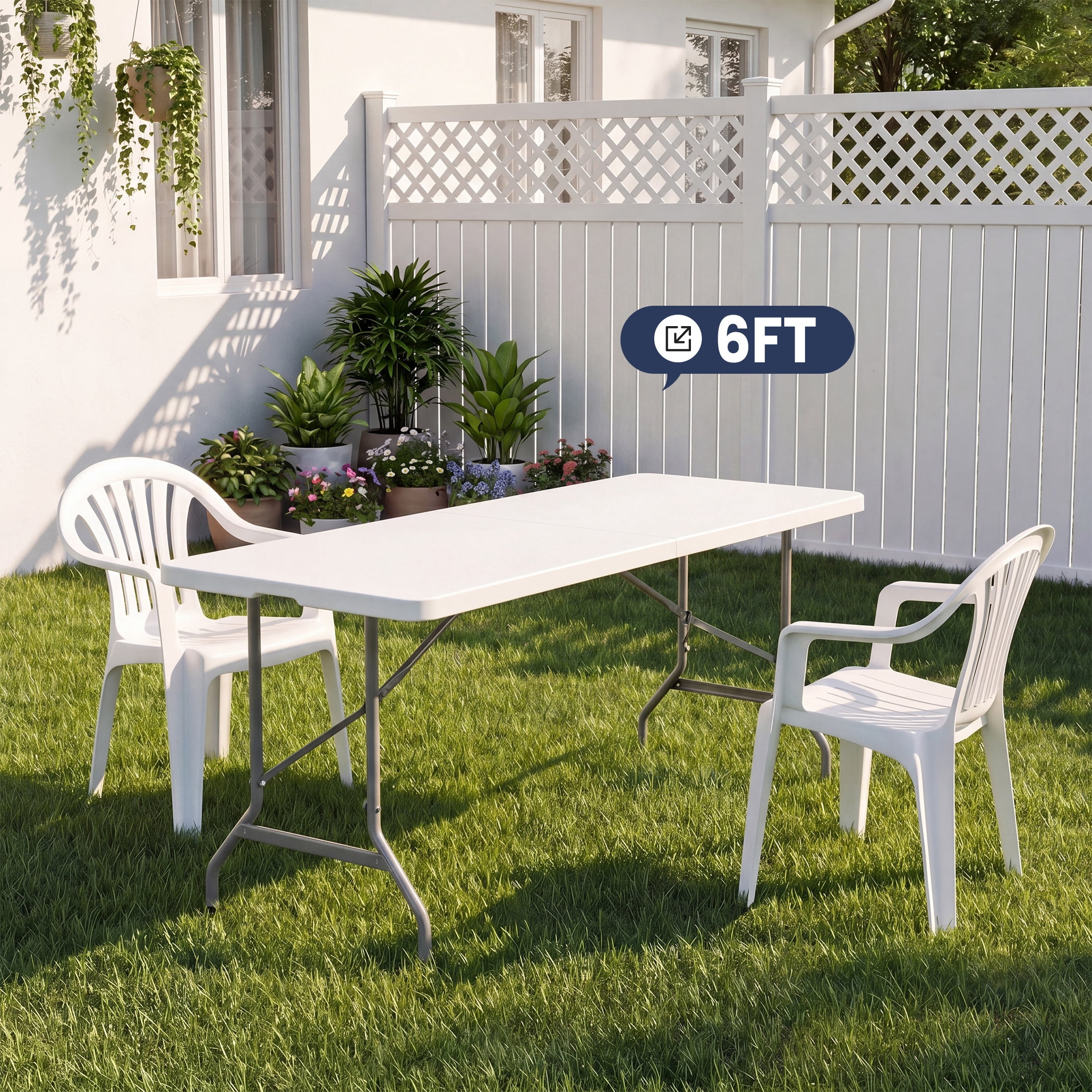 edx Folding Table, Outdoor Indoor Heavy Duty Portable with