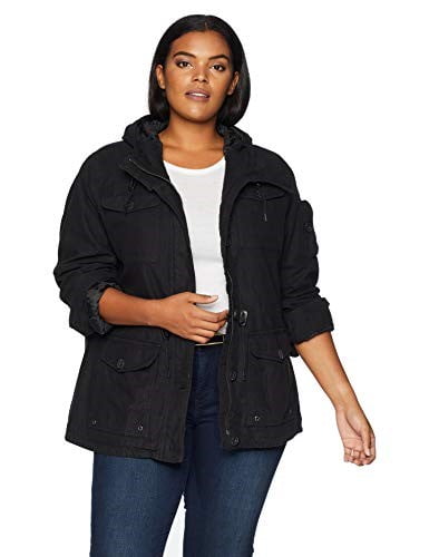 Plus Size Women's Levi's Hooded Cotton Utility Jacket, Size 1x - Black