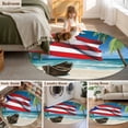 thumbnail image 6 of Round Area Rug 3ft, Beach Palm Trees Retro Flag Non-Slip Non-Shedding Floor Mat, Summer Ombre Ocean Waves Washable Sturdy Carpet for Living Room Bedroom Home Decor, 6 of 9