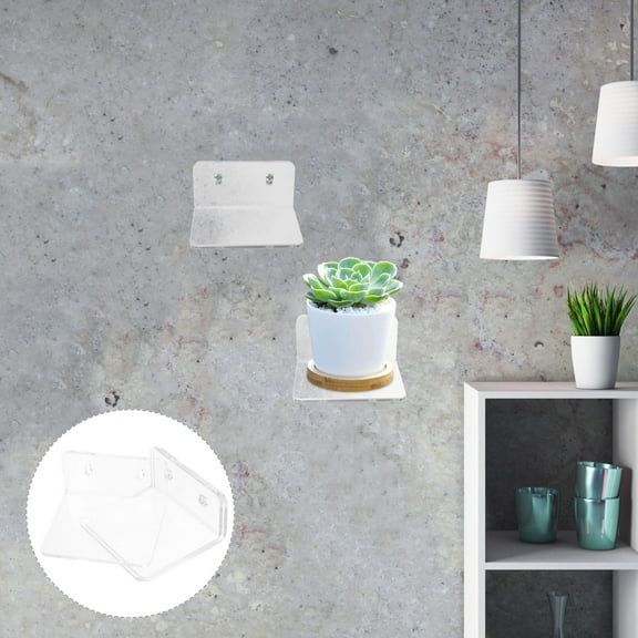 Pretyzoom 1Set Clear Acrylic Wall Plant Shelf for Indoor Window Plants with Adhesive Mount