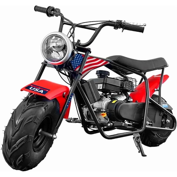 XtremepowerUS 99cc 4-Stroke Gas Mini Dirt Bike, Up to 40 MPH, Automatic Pull Start Off-Road Trail Motorcycle for Teens & Adults (Ages 13 ), Hydraulic Suspension, Rear Disc Brake, 240 lb Capacity, Red