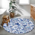 thumbnail image 4 of Area Rug 36in, Watercolor Paisley Bandanna Floor Carpet Living Room Rug, Abstract Blue Flowers Non-Slip Welcome Mat Indoor Rugs for Bedroom Dining Room, 4 of 9