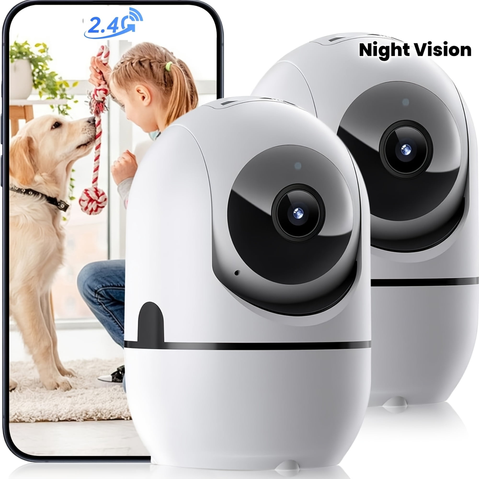 Wireless Indoor Security Camera 360° Pet Dog Baby Monitor with Motion Tracking, Two Way Audio, IR Night Vision, 5/2.4GHz WiFi, Alexa & Phone App Compatible