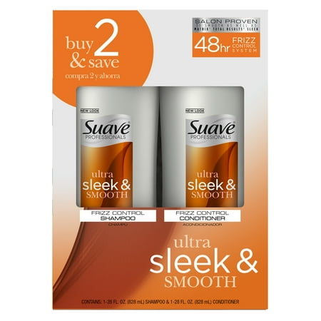 Suave Professionals Shampoo and Conditioner Sleek 28 oz, 2 count