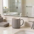 thumbnail image 4 of Plastic Toothbrush Cup - Dormitory Bathroom Washbasin Cup, Thickened No Scale Design, Sleek Easy Clean, Stable Wide Base, Gray, JKODE, 4 of 8