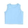 thumbnail image 4 of ZHOGXU Kids Girls Tank Top Sleeveless Round Neck Solid Color Ribbed Yoga Athletic Workout Cropped Tee For Sports Fitness,Light Blue,10-11 Years, 4 of 5