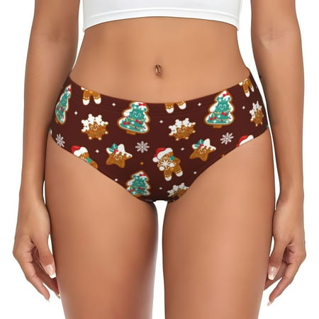 Goofa Christmas Gingerbread Pattern Women s Cotton Underwear Brief Underwear Ladies Panties- Soft  Comfortable  and Stretchy Underwear-Medium