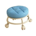 thumbnail image 3 of Taburete con ruedas y asiento bajo con reposapiés de cuero sintético resistente con ruedas para sala de estar Azul, 3 of 9