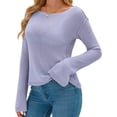 thumbnail image 3 of Long Sleeve Women's Casual Tulle Top Blouse Lightweight Knit Pullover Sweater, 3 of 6