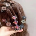thumbnail image 4 of sunsanly 4Pcs Girl Hairpins Shining Cherry Decor Double Layer Hair Clips Lady Braid Side Bang Hair Pins Hair Accessories, 4 of 7