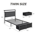 thumbnail image 2 of Bolvdo Twin Bed Frame with 2-Tier Storage Headboard, USB Ports, LED Light, 2 Storage Drawers, Metal Support, No Box Spring Needed, Noise Free, Easy Assembly, Gray, 2 of 8