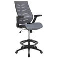 thumbnail image 3 of Emma + Oliver High Back Dark Gray Mesh Ergonomic Drafting Chair with Adjustable Flip-Up Arms, 3 of 13