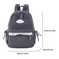 thumbnail image 2 of Corduroy Backpack, Polka Dot School Backpack with Bowknot, Lace Trim Schoolbag for Travel Shopping Outdoor, Gray, 2 of 7