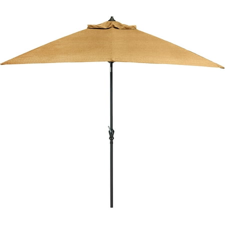 Hanover Brigantine 9 Ft. Table Umbrella | Durable PVC Canopy | Antique Aluminum Frame | Weather Rust UV Resistant | Pole Crank Pivot Feature Built-In Ties | Tan | BRIGANTINEUMB