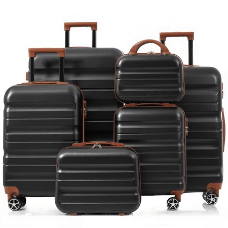 6-Piece ABS Hardshell Luggage Set - Lightweight & Durable Suitcases with Dual Spinner Wheels, Carry-On & Check-In Sizes for Travel & Business