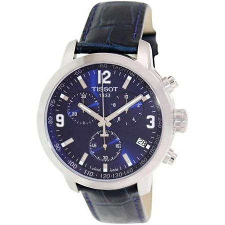 Tissot Men's 42mm Blue Calfskin Band Steel Case Anti Reflective Sapphire Quartz Watch T0554171604700