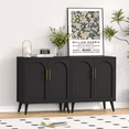 thumbnail image 4 of Rovaurx Set of 2 Storage Cabinet with 4 Doors, Accent Bathroom Floor Cabinet, Modern Sideboard Buffet Cabinet for Living Room, Entryway, Dining Room and Kitchen, Black, 4 of 7