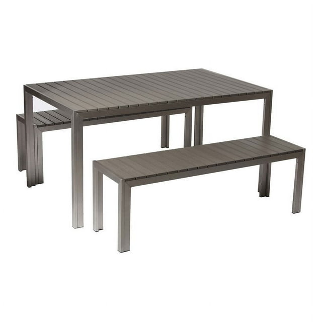 Pangea Home Breeze 3-piece Modern Aluminum Frame Patio Dining Set in Gray