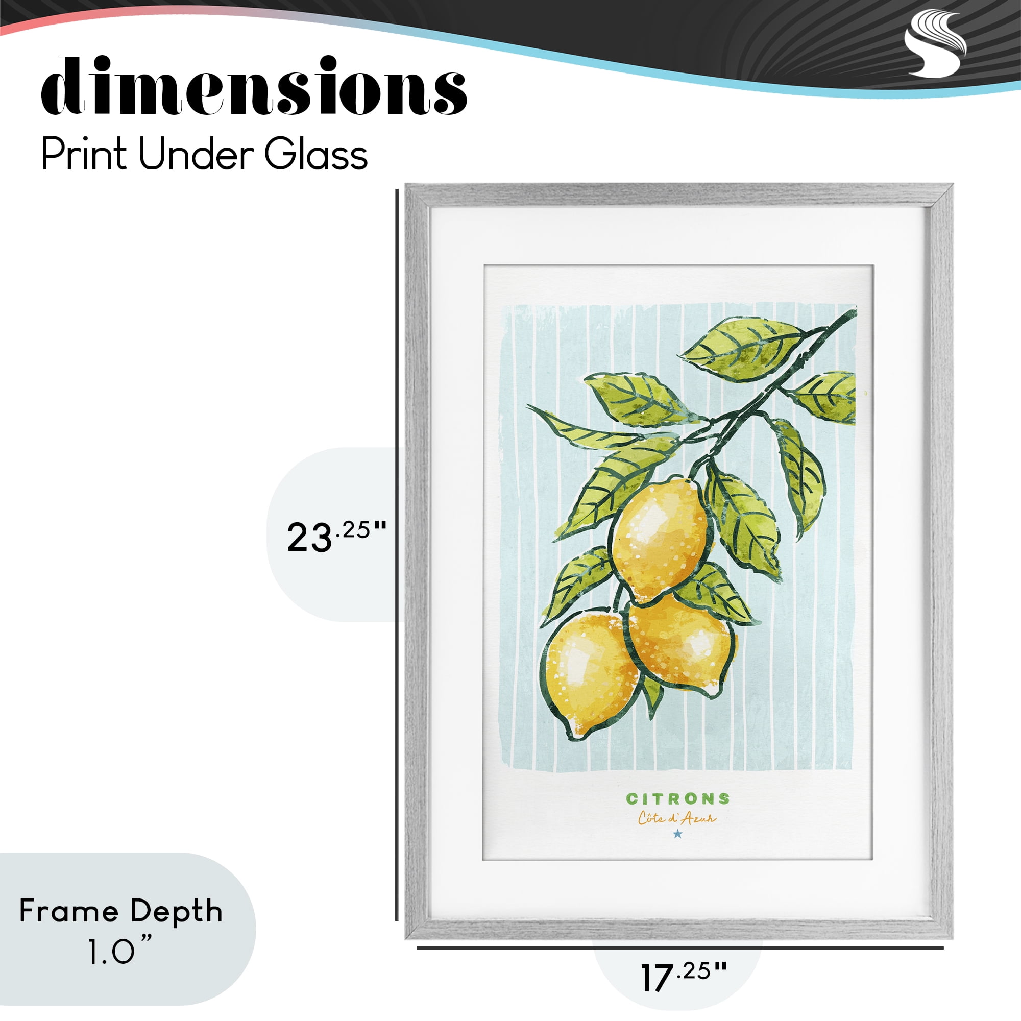 Stupell Industries Modern Bistro Lemons Gray Framed Print Under Glass, design by Chad Barrett