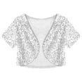 thumbnail image 5 of iixpin Womens Shining Sequined Cropped Length Open Front Bolero Shrug Sequin Cardigan Jacket Silver One Size, 5 of 7