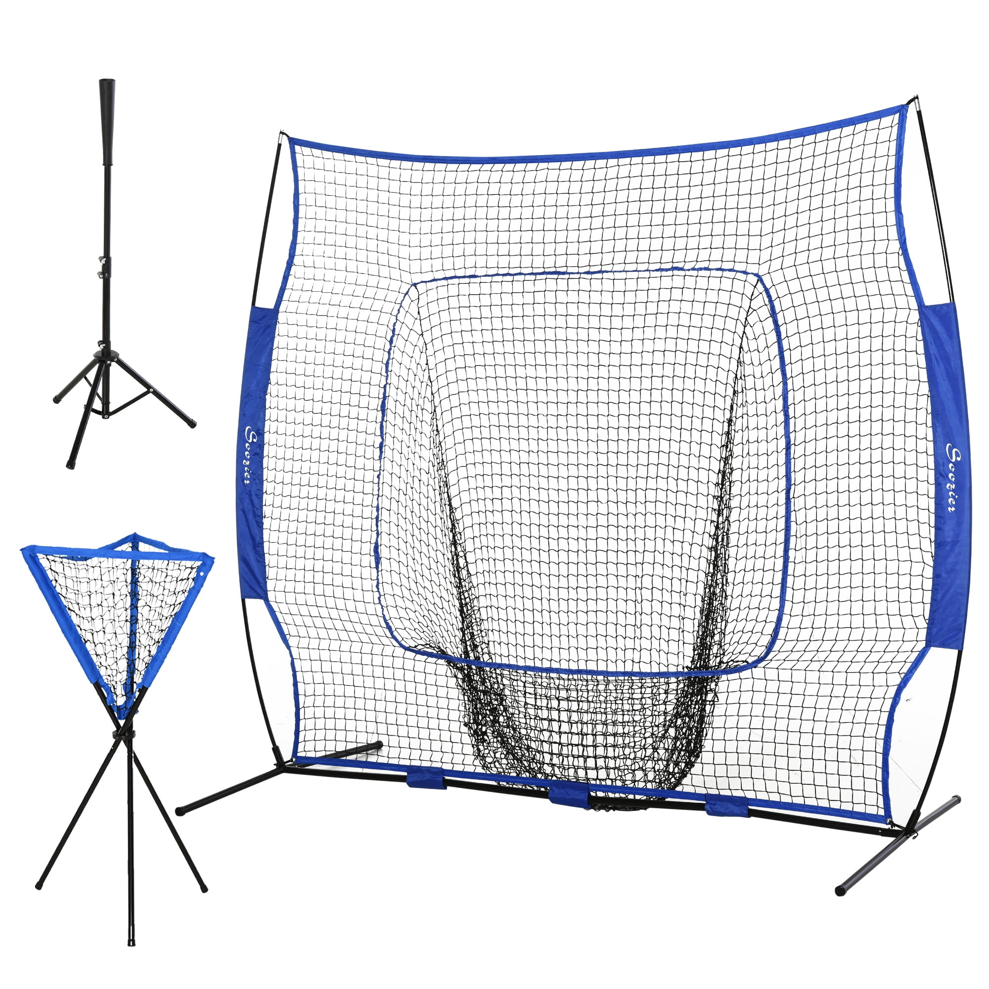 Soozier 7.5'x7' Baseball Practice Net Set w/ Catcher Net & Tee Stand