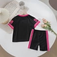 thumbnail image 6 of Kids Girl Outfits Girls Letter Print Short Sleeve Crew Neck T Shirt and Shorts Set Digital Graphic Combo for Everyday Play Black 9 Years-10 Years, 6 of 7