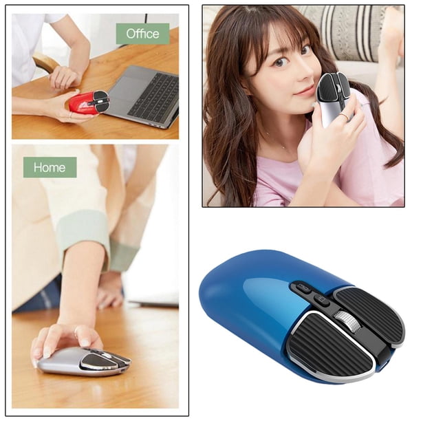 Ratón Silencioso 1600 DPI Perfecl Ratones Inalámbricos Multi-Dispositivo Portátil de 2.4G para el Cuaderno Ordenador 2.4G BT Azul
