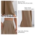 thumbnail image 4 of Pantalones largos de mujer Pantalones de pierna ancha de talle alto Pantalones sueltos con cremallera Pantalones de color puro de verano Caqui L, 4 of 5