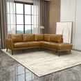 thumbnail image 2 of Paisley Genuine Leather L-Shaped Pillow Back Right-Facing Sectional in Tan, 2 of 6