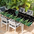 thumbnail image 2 of Black Christmas Table Cloths for 8 Foot Rectangle Tables, Winter Xmas Trees Snowflake Holiday Patio Waterproof Elastic Fitted Tablecloths, Washable Rectangular Table Cover for Camping, 2 of 8
