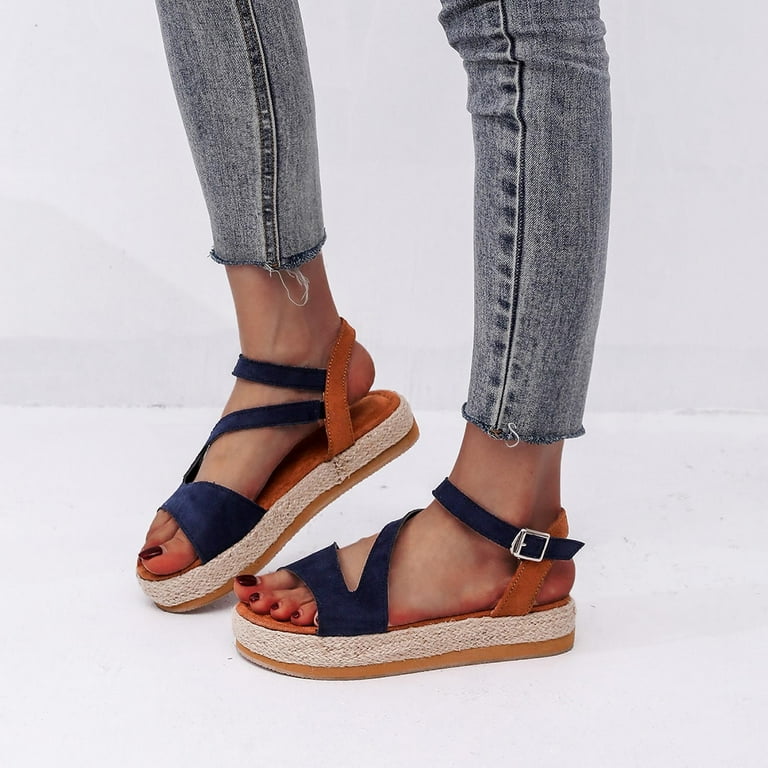 Summer New Buckle Hemp Rope Sandals Platform Women's Sandals