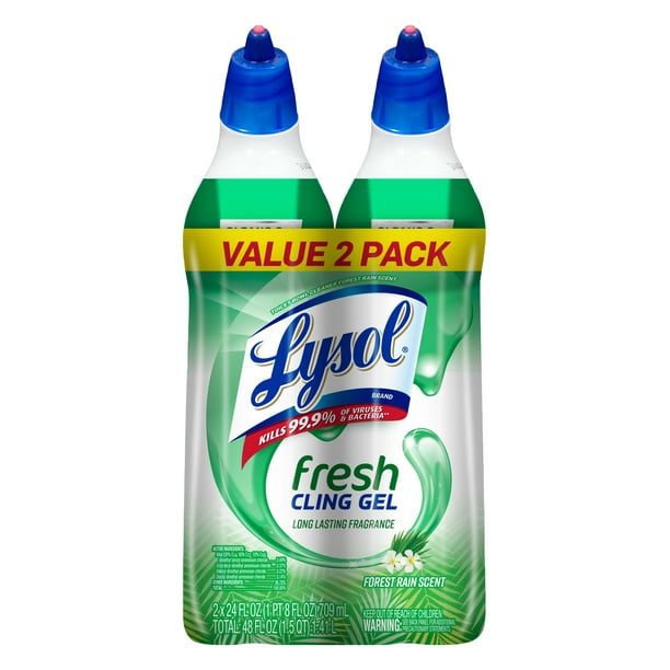 Lysol Toilet Bowl Cleaner Gel, For Cleaning and Disinfecting, Stain Removal, Forest Rain Scent