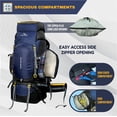 thumbnail image 4 of TRAWOC VALOR MAX 75 Ltr Travel Backpack Camping Hiking Trekking Bag Rucksack with Rain Cover / Shoe Compartment, Navy Blue, 4 of 6