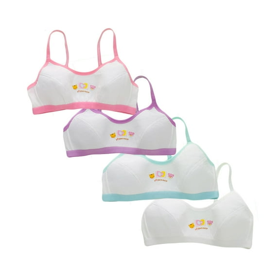 Girls Padded Training Bras for Teens & Big Girls Sports Bralette Bra Wire Free Push Up Adjustable Straps Fixed Pads Fit for 10-15 Years