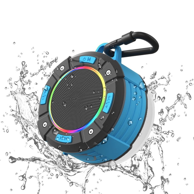 Altavoz de ducha Bluetooth Altavoz inalámbrico impermeable con ventosa, altavoz portátil, sonido envolvente 360 (azul)