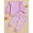 thumbnail image 4 of Suealasg Baby Girls Fall Winter Clothes 6M 1T 2T 3T 4T Long Sleeve Heart Print Sweatshirt + Long Pants Set 2Pcs Casual Outfit for Toddler Girls, 4 of 7