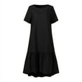 thumbnail image 3 of ZANZEA Women's A Line Thin Dresses Short Sleeve Holiday Asymmetric Hem FZH, 3 of 4