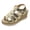 Gold, variant on Women’s Strappy Platform Wedge Sandals Faux Leather Open Toe Chunky Heel Summer Dress Shoes with Buckle Strap Silver Size 5.5
